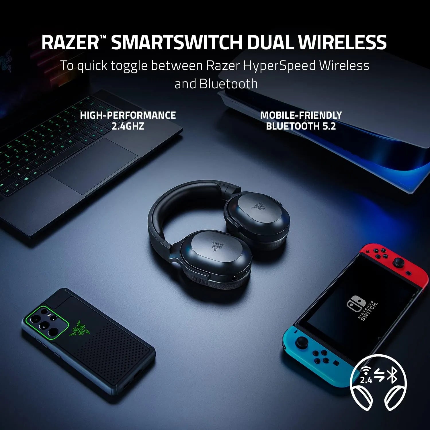 Razer Barracuda X Wireless Gaming & Mobile Headset - Black.