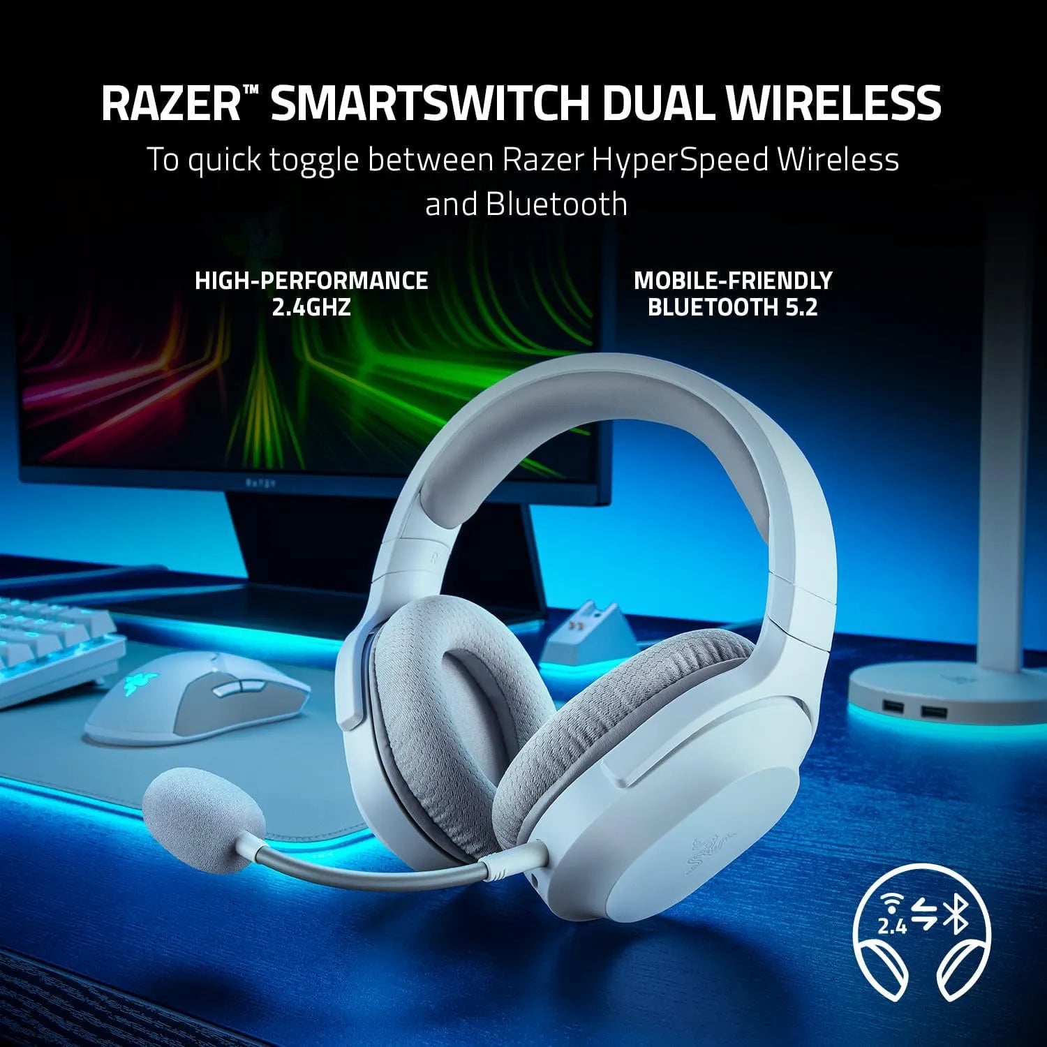 Razer Barracuda X Wireless Gaming & Mobile Headset - White.