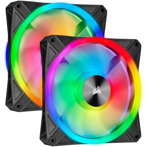Corsair iCUE QL140 RGB 140mm PWM Dual Fan Kit with Lighting Node CORE.