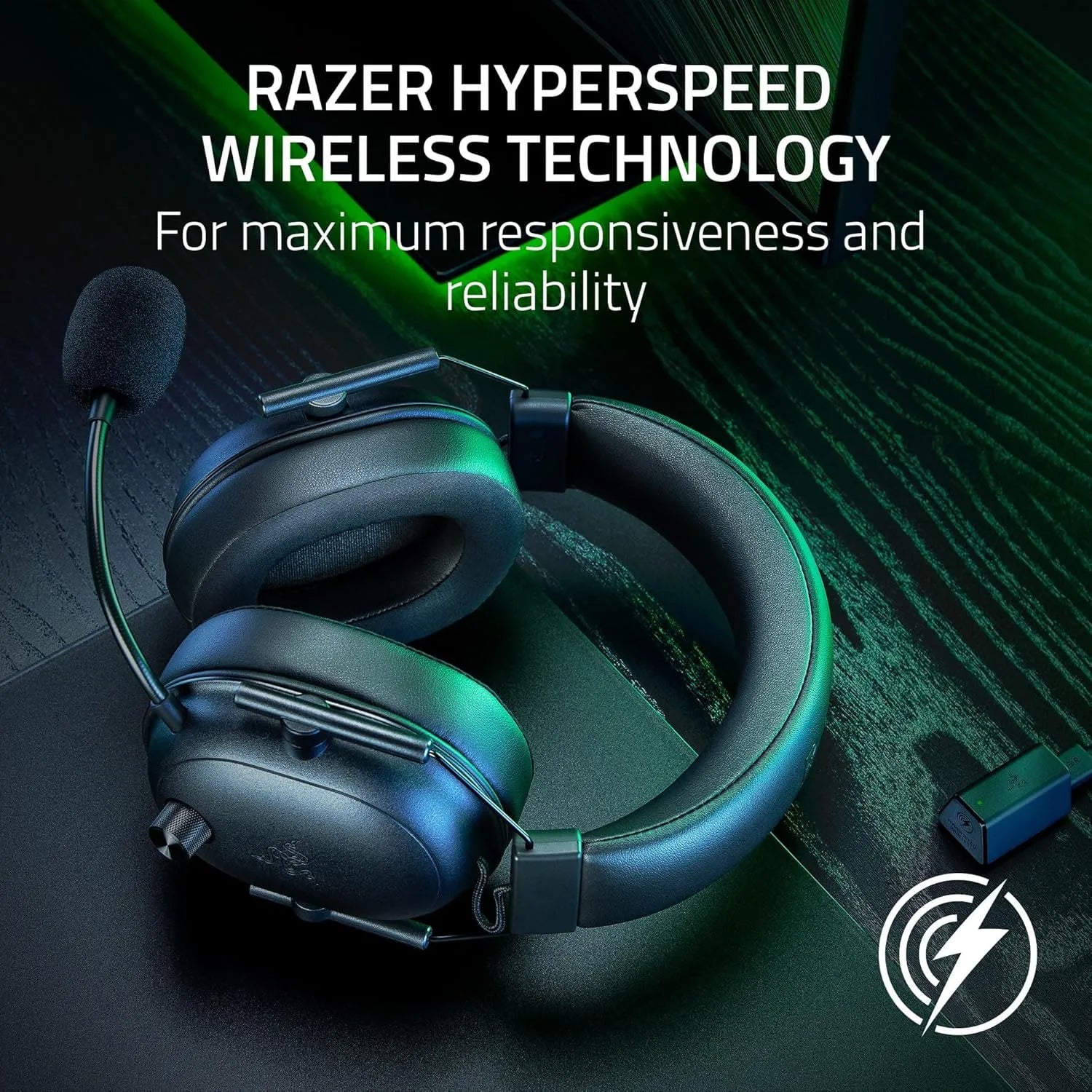 Razer BlackShark V2 HyperSpeed Wireless + Bluetooth Gaming Headset - Black.